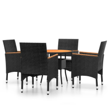 vidaXL 5 részes fekete polyrattan kerti étkezőgarnitúra (3058496) kerti bútor