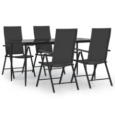 vidaXL 5 részes fekete polyrattan kerti étkezőgarnitúra (3156516) kerti bútor
