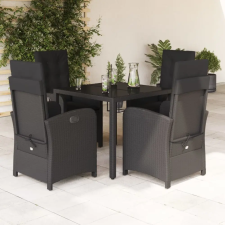 vidaXL 5 részes fekete polyrattan kerti étkezőgarnitúra párnákkal kerti bútor