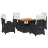 vidaXL 5 részes fekete polyrattan kerti étkezőgarnitúra párnákkal (3277376)