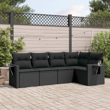 vidaXL 5 részes fekete polyrattan kerti kanapészett párnákkal kerti bútor