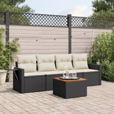 vidaXL 5 részes fekete polyrattan kerti kanapészett párnákkal kerti bútor