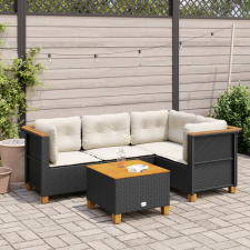 vidaXL 5 részes fekete polyrattan kerti kanapészett párnákkal kerti bútor