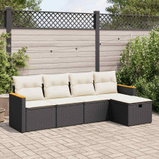 vidaXL 5 részes fekete polyrattan kerti kanapészett párnákkal kerti bútor