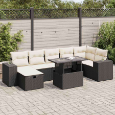 vidaXL 5 részes fekete polyrattan kerti kanapészett párnákkal kerti bútor