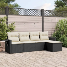vidaXL 5 részes fekete polyrattan kerti kanapészett párnákkal kerti bútor