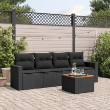 vidaXL 5 részes fekete polyrattan kerti kanapészett párnákkal kerti bútor