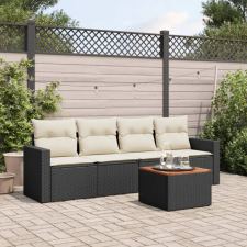 vidaXL 5 részes fekete polyrattan kerti kanapészett párnákkal kerti bútor
