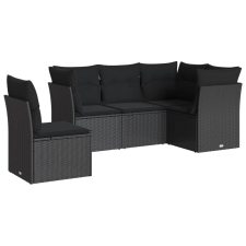 vidaXL 5 részes fekete polyrattan kerti kanapészett párnákkal (3217635) kerti bútor