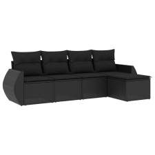vidaXL 5 részes fekete polyrattan kerti kanapészett párnákkal (3221284) kerti bútor