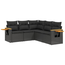 vidaXL 5 részes fekete polyrattan kerti kanapészett párnákkal (3226797) kerti bútor