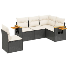 vidaXL 5 részes fekete polyrattan kerti kanapészett párnákkal (3226812) kerti bútor