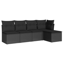 vidaXL 5 részes fekete polyrattan kerti kanapészett párnákkal (3249354) kerti bútor