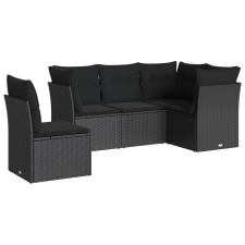 vidaXL 5 részes fekete polyrattan kerti kanapészett párnákkal (3249474) kerti bútor