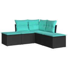 vidaXL 5 részes fekete polyrattan kerti kanapészett párnákkal (3249555) kerti bútor