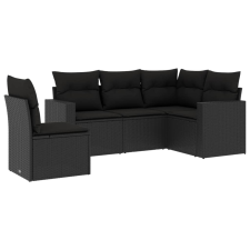 vidaXL 5 részes fekete polyrattan kerti kanapészett párnákkal (3251302) kerti bútor