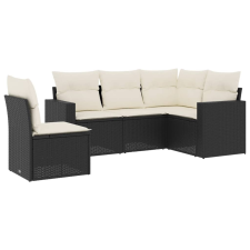 vidaXL 5 részes fekete polyrattan kerti kanapészett párnákkal (3251303) kerti bútor