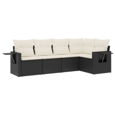 vidaXL 5 részes fekete polyrattan kerti kanapészett párnákkal (3252463) kerti bútor