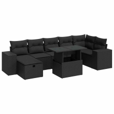 vidaXL 5 részes fekete polyrattan kerti kanapészett párnákkal (3327945) kerti bútor