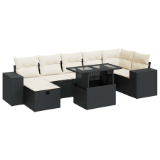 vidaXL 5 részes fekete polyrattan kerti kanapészett párnákkal (3327946) kerti bútor