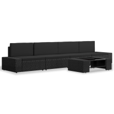 vidaXL 5 részes fekete polyrattan kerti ülőgarnitúra (3054582) kerti bútor