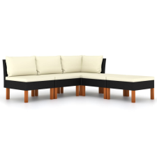 vidaXL 5 részes fekete polyrattan kerti ülőgarnitúra párnákkal (3059732) kerti bútor