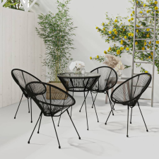 vidaXL 5 részes fekete PVC rattan kültéri étkezőgarnitúra kerti bútor