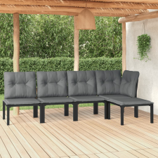 vidaXL 5-részes fekete-szürke polyrattan kerti ülőgarnitúra kerti bútor