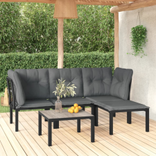 vidaXL 5-részes fekete-szürke polyrattan kerti ülőgarnitúra kerti bútor