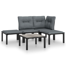 vidaXL 5-részes fekete-szürke polyrattan kerti ülőgarnitúra (3187742) kerti bútor
