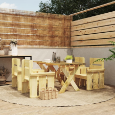 vidaXL 5 részes impregnált fenyőfa kerti étkezőgarnitúra kerti bútor