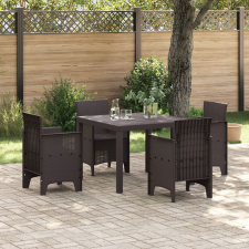 vidaXL 5 Részes Kerti Étkező Szett Barna Poly Rattan kerti bútor