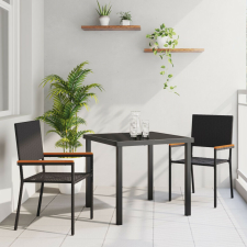 vidaXL 5 Részes Kerti Étkező Szett Fekete Poly Rattan kerti bútor