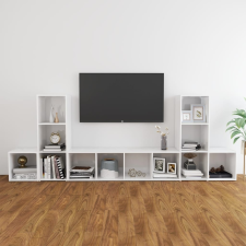 vidaXL 5 részes magasfényű fehér forgácslap TV-szekrényszett bútor