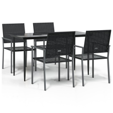 vidaXL 5-részes polyrattan és acél kerti étkezőgarnitúra (3187007) kerti bútor