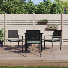vidaXL 5-részes polyrattan és acél kerti étkezőgarnitúra párnával kerti bútor