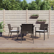 vidaXL 5-részes polyrattan és acél kerti étkezőgarnitúra párnával kerti bútor