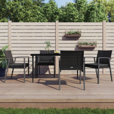 vidaXL 5-részes polyrattan és acél kerti étkezőgarnitúra párnával kerti bútor