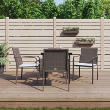 vidaXL 5-részes polyrattan és acél kerti étkezőgarnitúra párnával kerti bútor