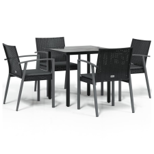 vidaXL 5-részes polyrattan és acél kerti étkezőgarnitúra párnával (3186988) kerti bútor