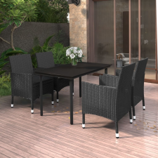 vidaXL 5 részes polyrattan és üveg kerti étkezőgarnitúra párnákkal kerti bútor