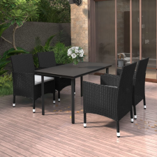 vidaXL 5 részes polyrattan és üveg kerti étkezőgarnitúra párnákkal kerti bútor