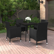 vidaXL 5 részes polyrattan és üveg kerti étkezőgarnitúra párnákkal kerti bútor