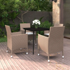 vidaXL 5 részes polyrattan és üveg kerti étkezőgarnitúra párnákkal kerti bútor