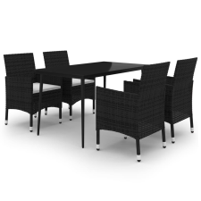 vidaXL 5 részes polyrattan és üveg kerti étkezőgarnitúra párnákkal (3099729) kerti bútor