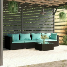 vidaXL 5 részes Polyrattan Kerti Ülőgarnitúra - Fekete kerti bútor