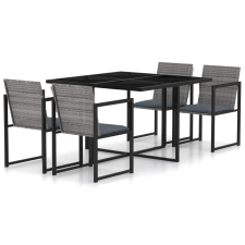 vidaXL 5 részes szürke kültéri polyrattan étkezőszett párnákkal (313117) kerti bútor