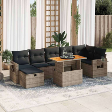 vidaXL 5 részes szürke polyrattan akácfa kerti ülőgarnitúra párnákkal kerti bútor