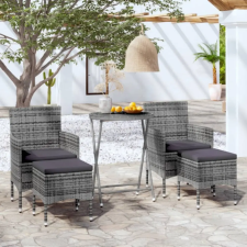 vidaXL 5 részes szürke polyrattan és edzett üveg kerti bisztrószett kerti bútor