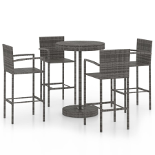 vidaXL 5 részes szürke polyrattan kerti bárszett kerti bútor